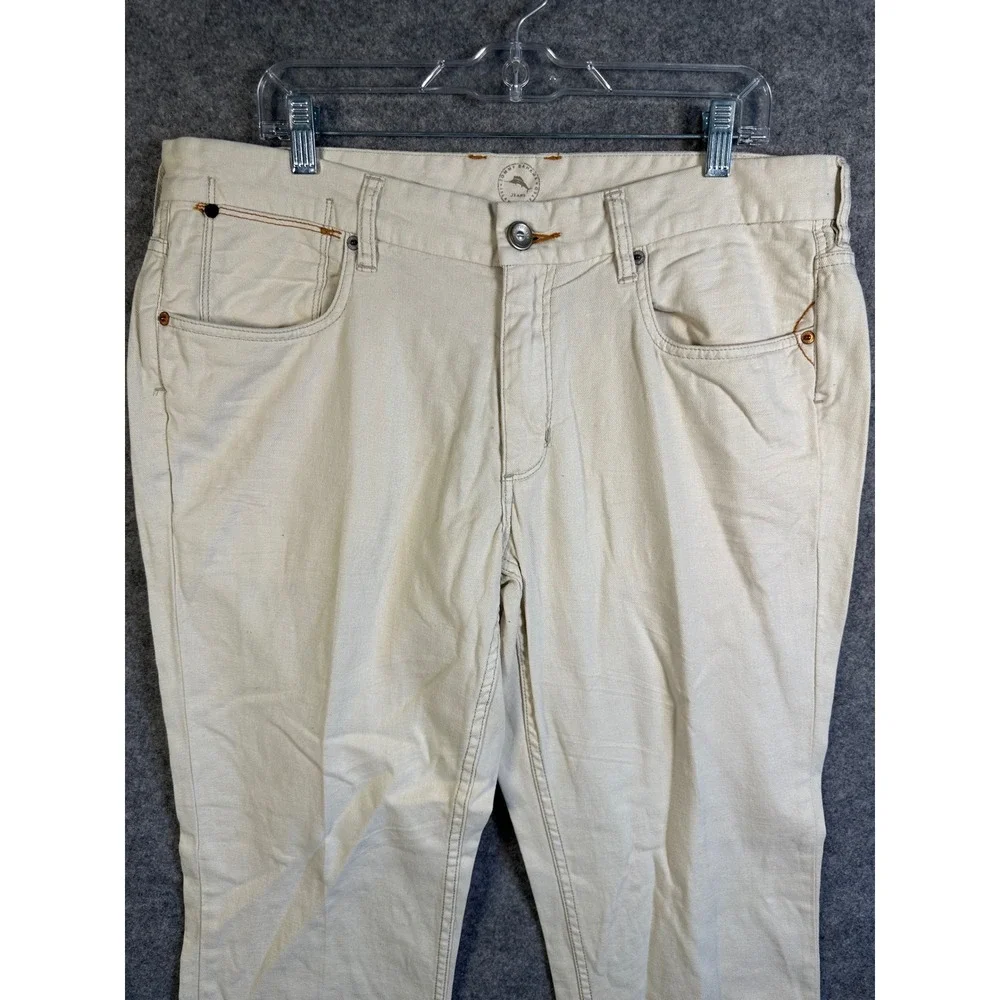 Tommy‎ Bahama Authentic Jeans Mens 36x34 Cream Cotton Linen Straight Leg Pants